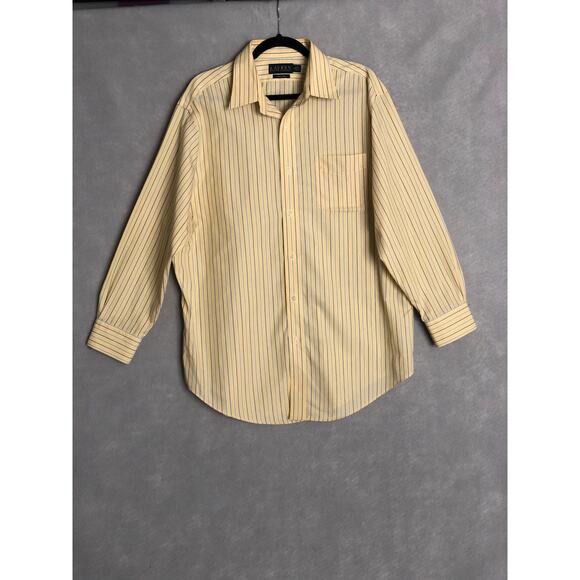Lauren Ralph Lauren Men's 17 (32/33) Non-Iron Stripe Long Sleeve Shirt Yellow - Picture 1 of 7